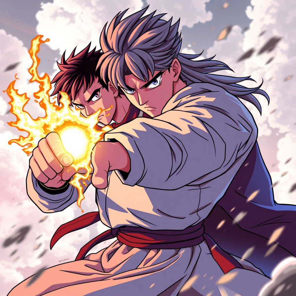 Martial arts anime cover with a powerful punch